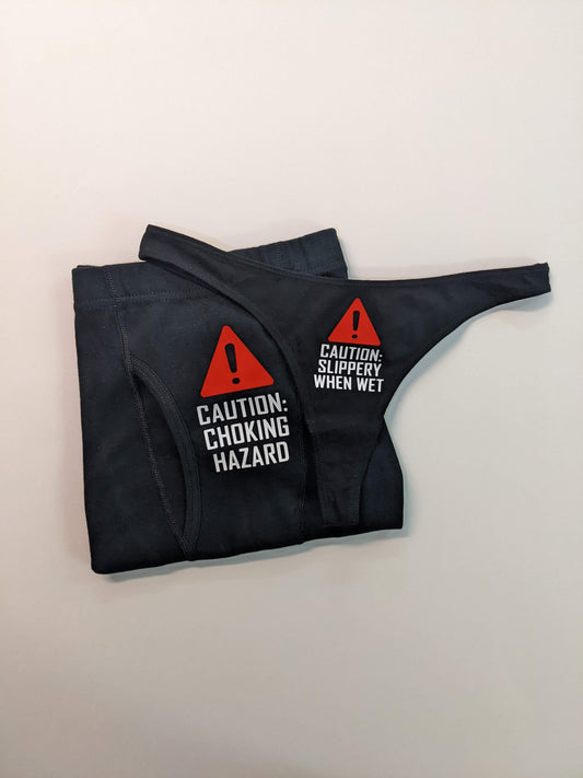 Caution Couples Matching Underwear Set