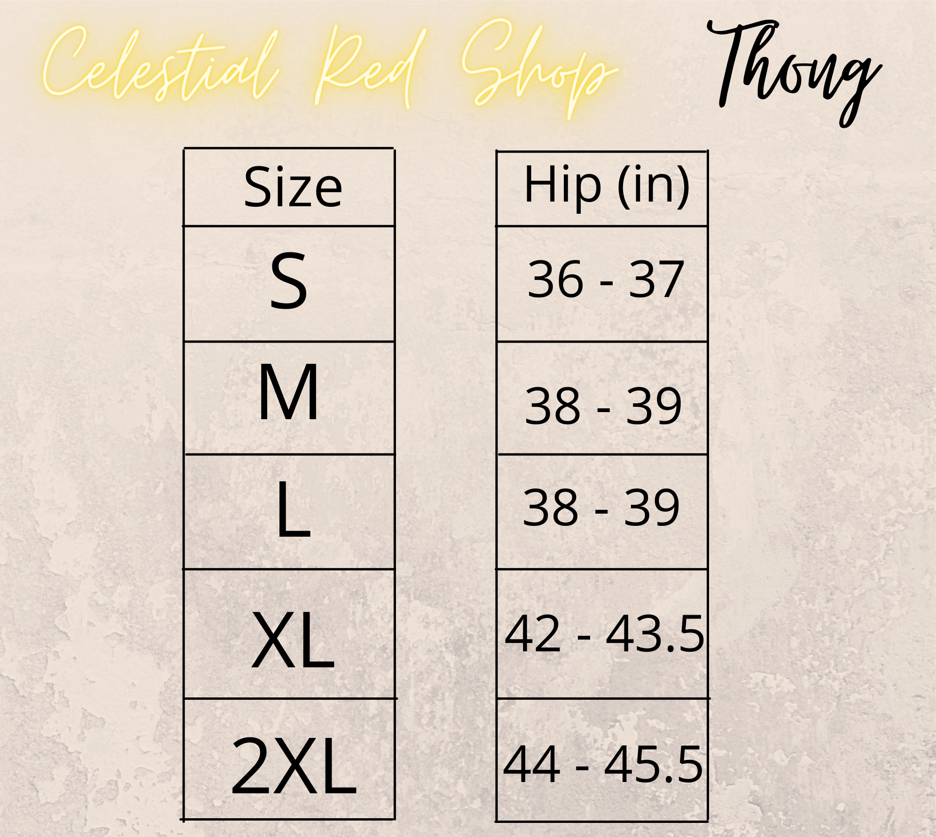Celestial Red Shop - Thong Size Chart