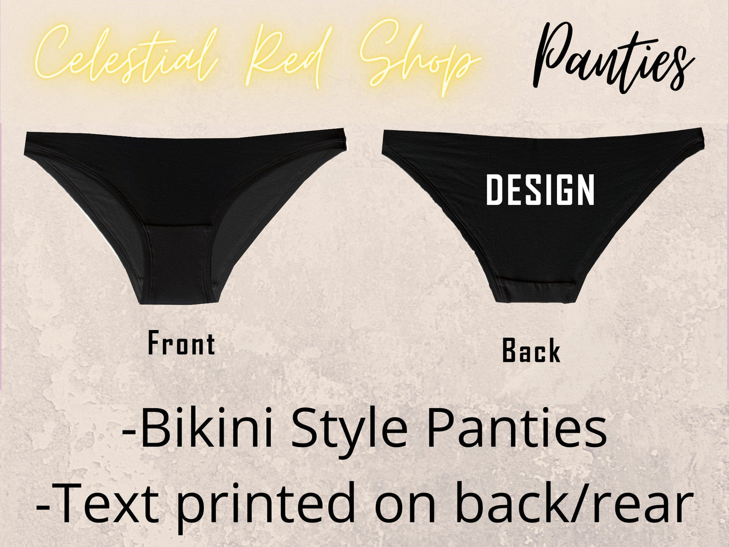 Custom Text Bikini Style Panties